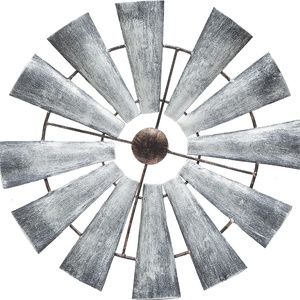 12" Farmhouse Windmill Wall Decor Rustic Metal Wall Hang…